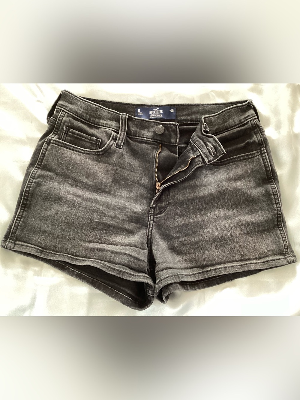Hollister Black Fade Stretch Denim Shorts